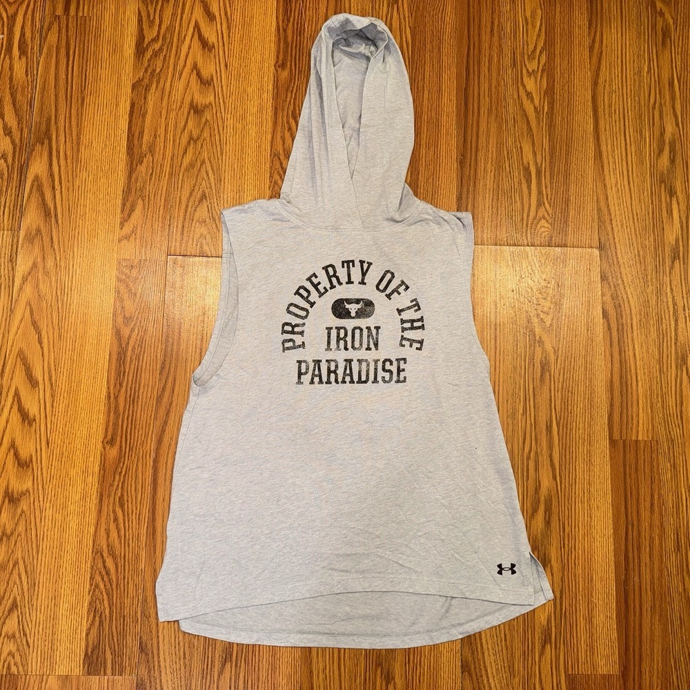 Women's Under Armour Project Rock Hoodie Size S Light Grey